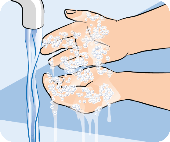 a cartoon of somebody washing their hands.